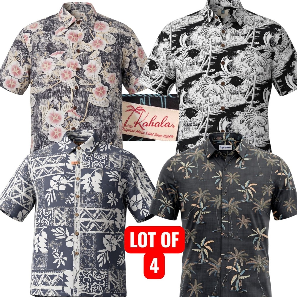 Kahala Reyn Spooner Hilo Hattie Shirt Men 2XL Multicolor Hawaiian Aloha LOT OF 4